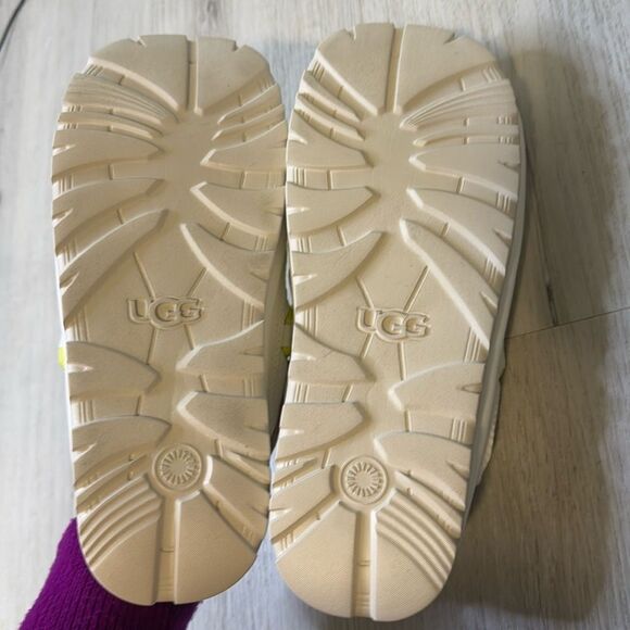 NEW- UGG- Spaceslider Tech Slide- white and neon yellow- Womens Size 10 - Picture 10 of 10